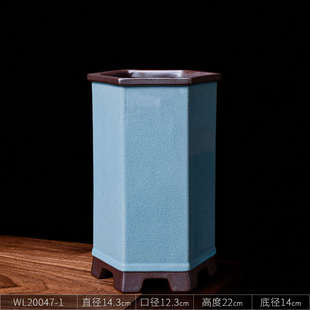 造客厅室内陶瓷花盆紫砂专用高六边形兰花家用款复古特大号中式