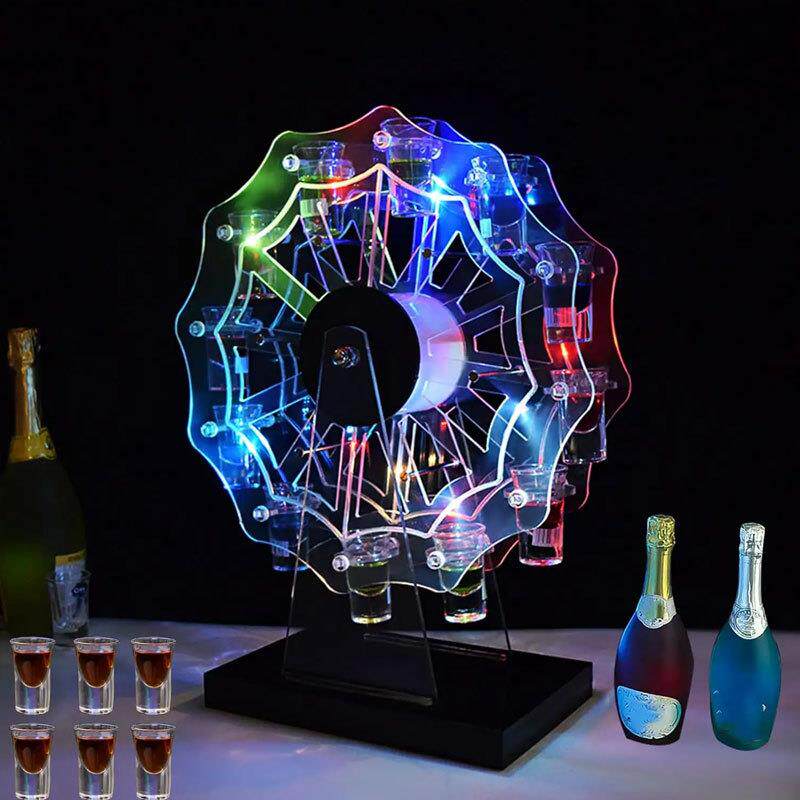 亚克力展示架彩色发光旋转KTV摩天轮酒杯架子酒吧香槟鸡尾酒架子