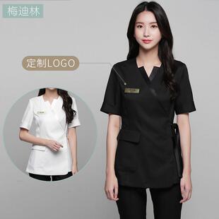 韩国高端美容院工作服短袖spa养生会所女美容师皮肤管理师工服夏