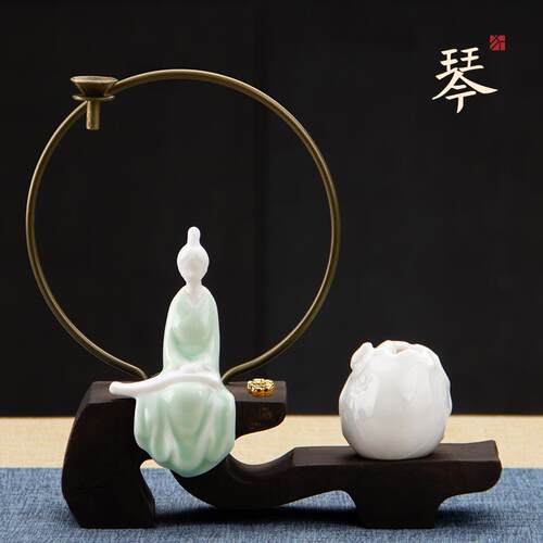 高档堂 倒流香炉 迦熏香炉 印陶瓷覆书古文艺创意家居摆件 琴棋画