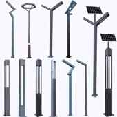 太阳能庭院灯现代简约铝型材庭院灯3米户外防水方形圆形景观灯