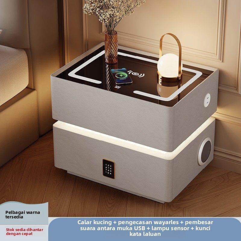 智能床头柜家用卧室小型无线充电多功能悬浮床头柜免安装带锁创意