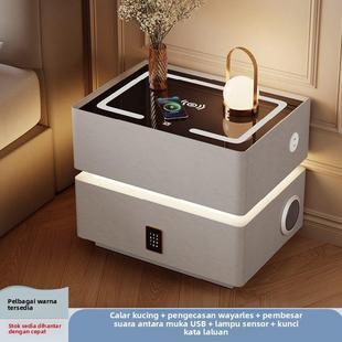 智能床头柜家用卧室小型无线充电多功能悬浮床头柜免安装带锁创意