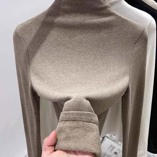 秋冬内搭女质感太舒服了~高领打底衫冬洋气磨毛长袖T恤修身1004e
