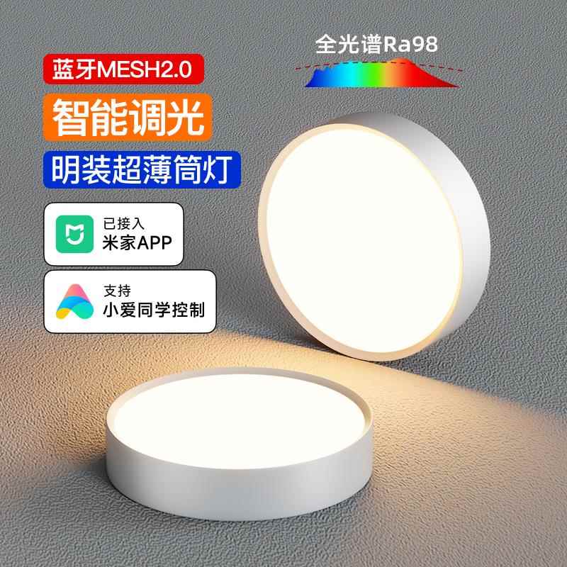 智能明装筒灯led超薄过道卧室玄关调光客厅吸顶射灯已接入米家App
