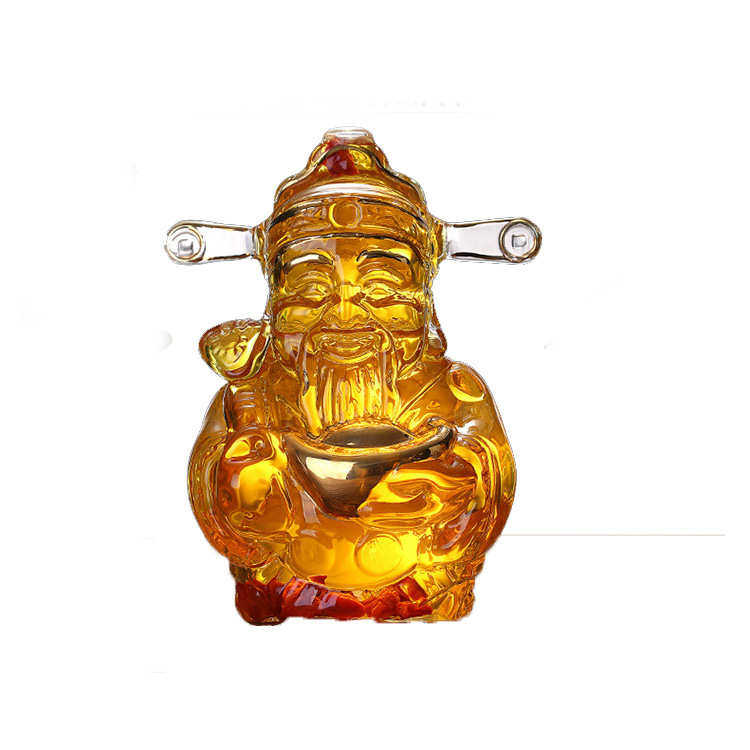 财神泡酒瓶工艺酒具财神厂家批发手工吹制艺术酒瓶创意艺术玻璃瓶