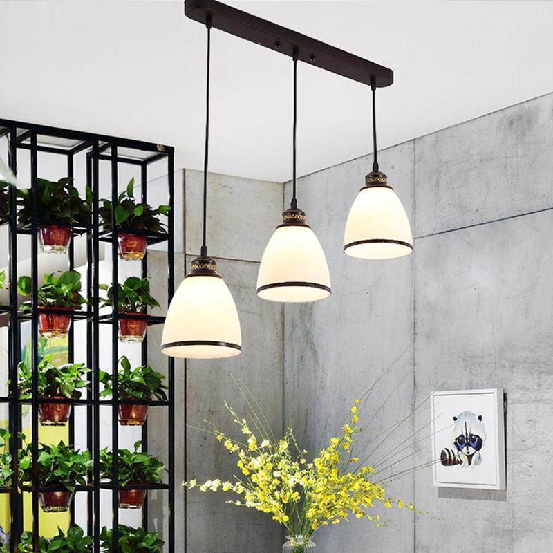 饭厅灯三头饭厅灯美式现代简约大气家用北欧餐桌吧台楼梯间长吊灯