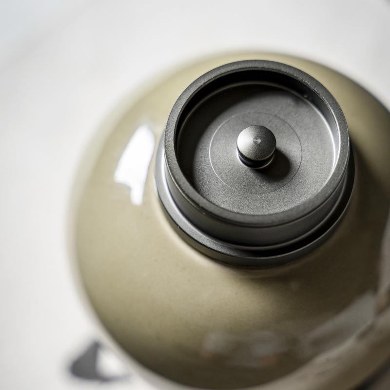 仿古青瓷茶叶罐双层锡盖密封罐功夫茶具茶仓储物罐单罐茶道配件