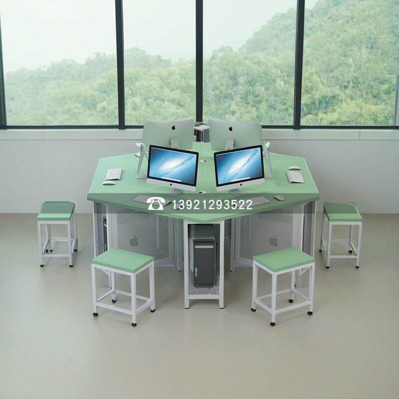 学校机房微机室电脑桌六边形五边形八边形实验培训考试桌活动桌