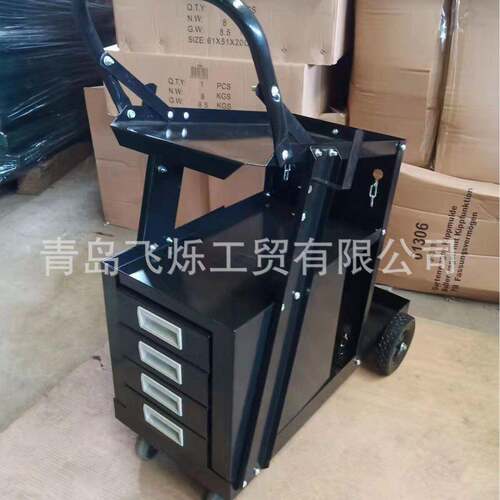 带把手四层抽屉可移动电焊机工具车电焊推车Welding Trolley Cart