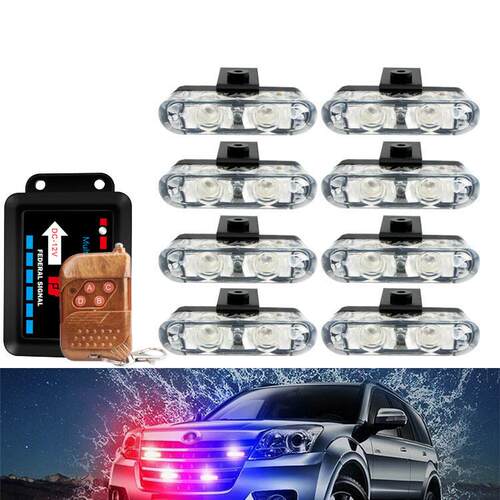 无线遥控 8X2LED 一拖八 16W 16LED中网爆闪灯频闪灯