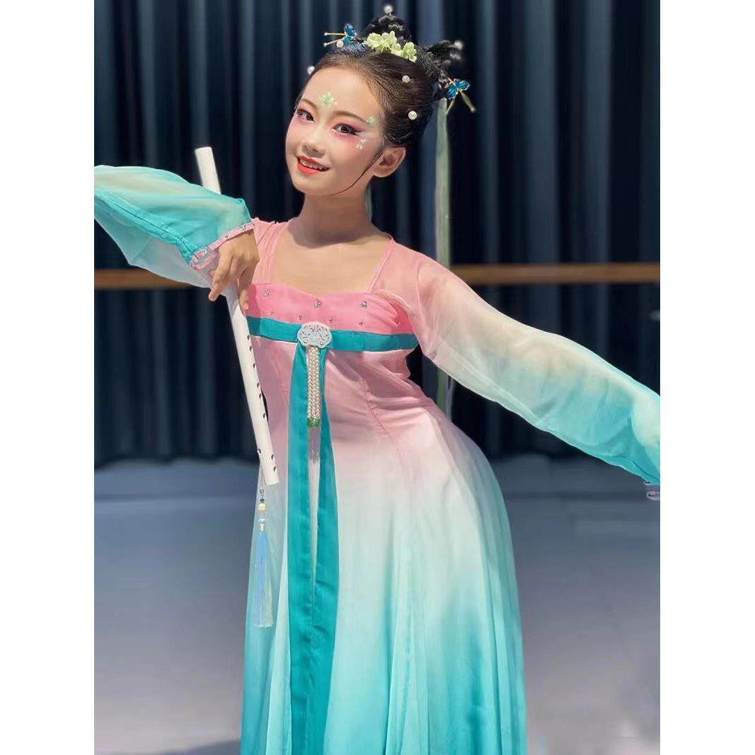 女童中国风舞蹈服装玉灵儿扇子舞服装漂逸古典汉唐演出服