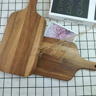便携家用牛排面包板案板 相思木砧板 带手柄双面辅食板水果托盘