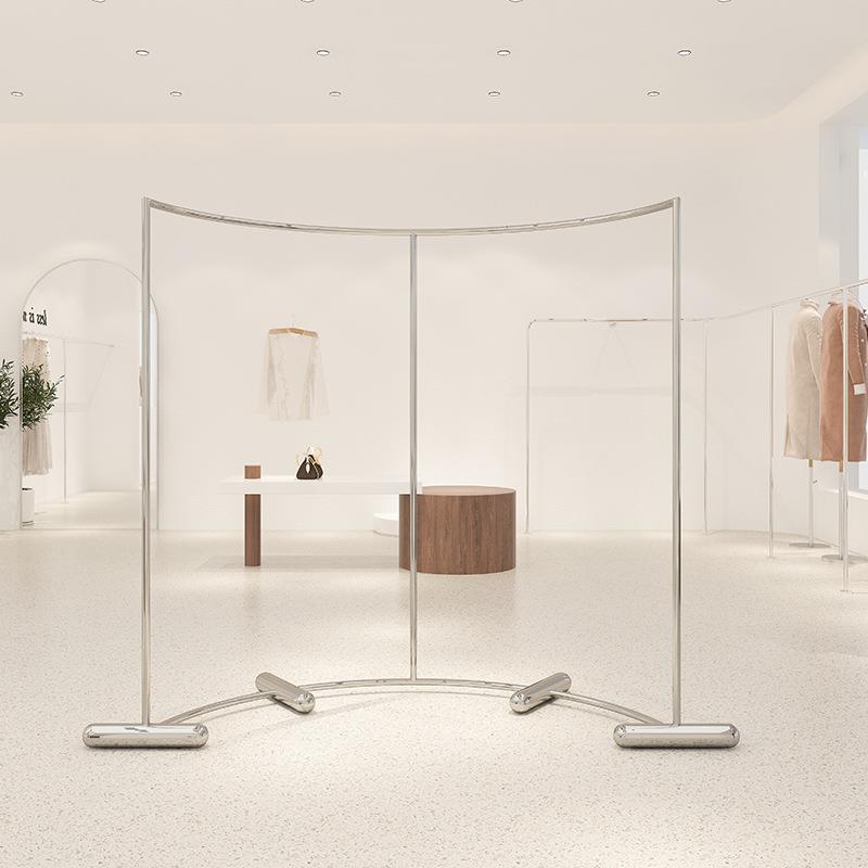 不锈钢弧中架挂衣架落地式岛陈列道具形店DH-20230铺中货间架服装