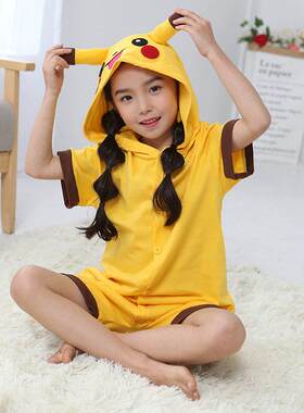 幼儿园运动会走秀服装动物装扮cos儿童连身睡衣夏纯棉短袖薄6