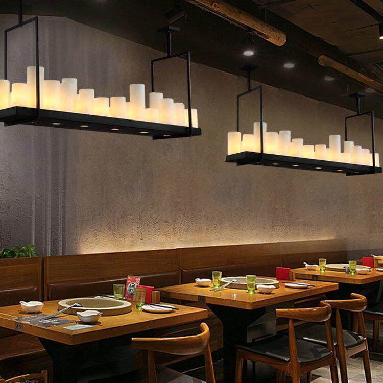 复古工业风餐厅灯铁艺酒架烛台吧台灯长方形圆形别墅酒店工程吊灯