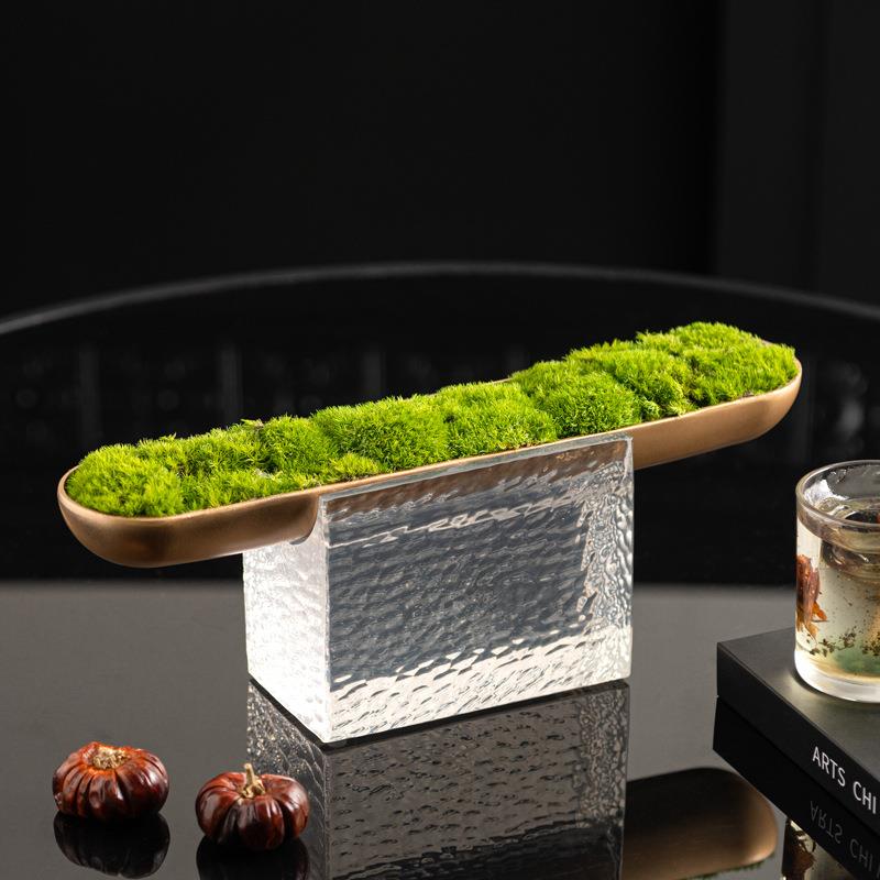 新中式高端永生苔藓盆景装饰品样板房设计师展厅售楼处盆景小摆件