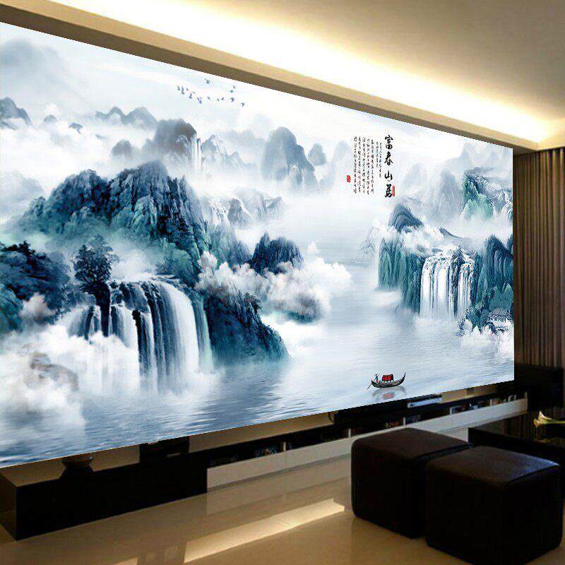 富春山居图十字绣2024新款客厅线绣高级感山水画刺绣半成品自己绣