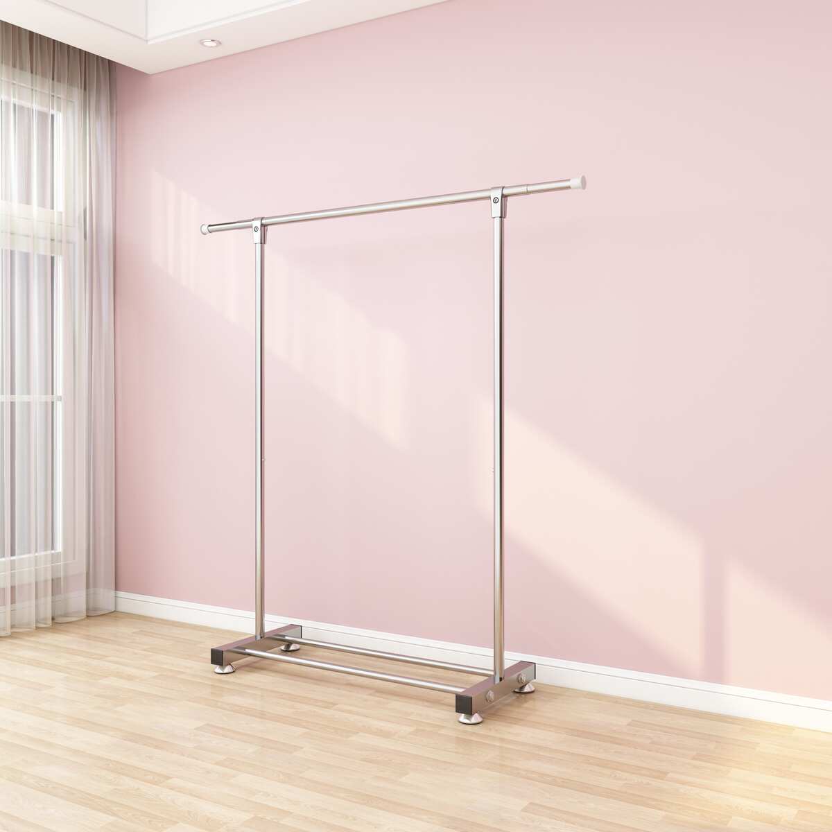 晾衣架落地双杆式不锈钢家用移动折叠衣架室内落地衣架晾挂衣架