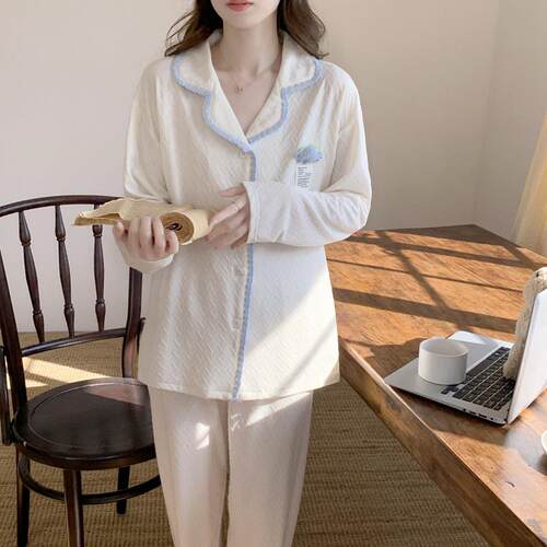 秋季2026年新款长袖女款质睡衣女士春家居服可外穿开衫宽松1005d