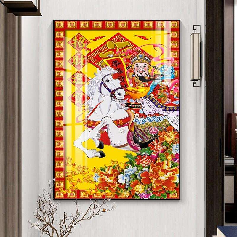 财神爷装饰画五路财神画像赵公明比干柴荣王亥玄关大气招财迎财神