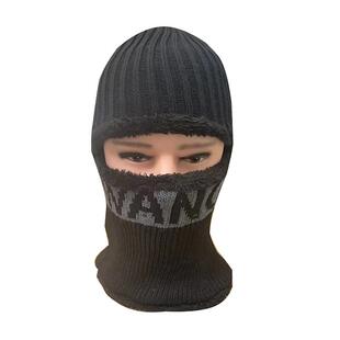 冬天钓鱼专用帽子护耳加绒毛线帽围脖一体加厚骑行帽护颈连体帽