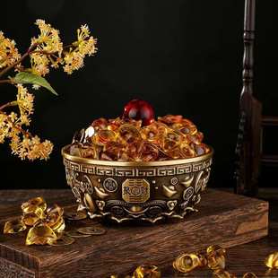 复古黄铜聚宝盆摆件家用客厅装 饰品招米宝财进金属工艺品开业礼品