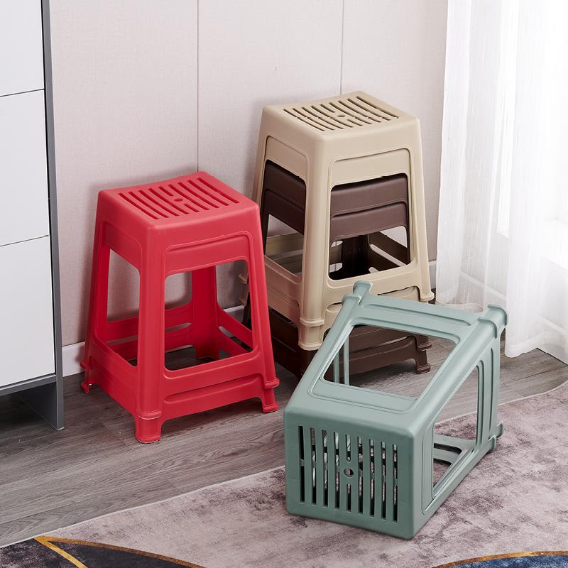 塑料凳子透气加厚成人简约北欧风家用客厅餐桌凳条形椅板凳何之章