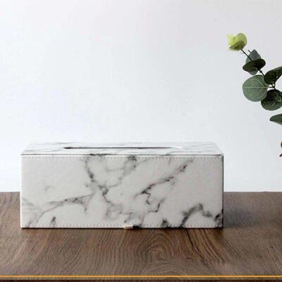 PU Tissue Box Cover Facial Tissues Holder Marble Pattern