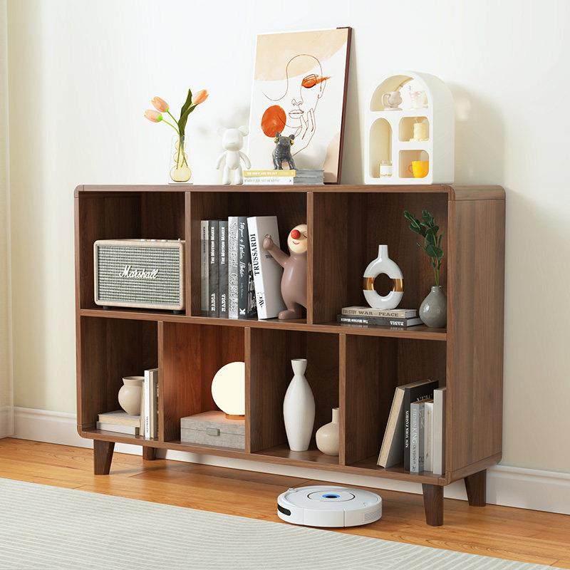 实木儿童书柜书架落地一体靠墙置物收纳柜胡桃色格子柜储物柜矮柜,住宅家具,书架,淘宝优惠券,粉丝福利购,淘宝优惠卷