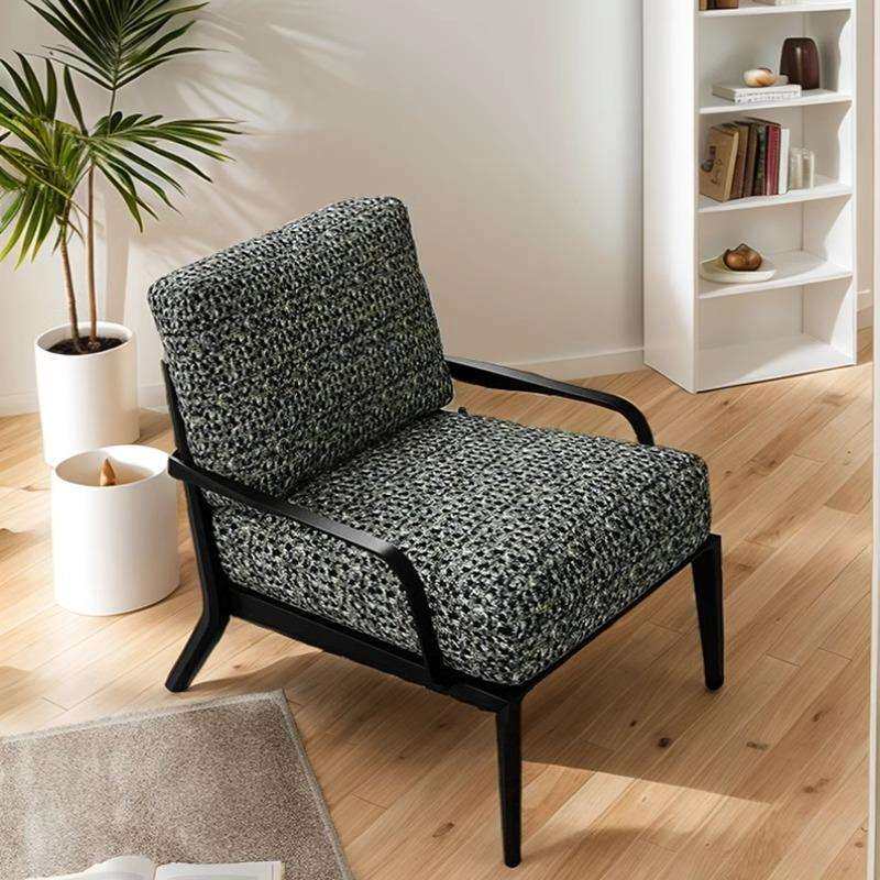 意式单人简约沙发椅轻奢布艺北欧客厅阳台卧室现代懒人复古休闲椅
