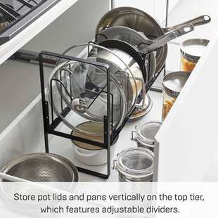 锅具收纳架多层高低宽度可调节厨房置物架多功能桌面可伸缩锅盖架