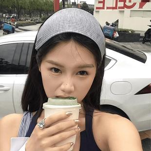 复古质感针织坑条加宽发箍遮发缝头箍防滑压发发卡运动发带发饰品