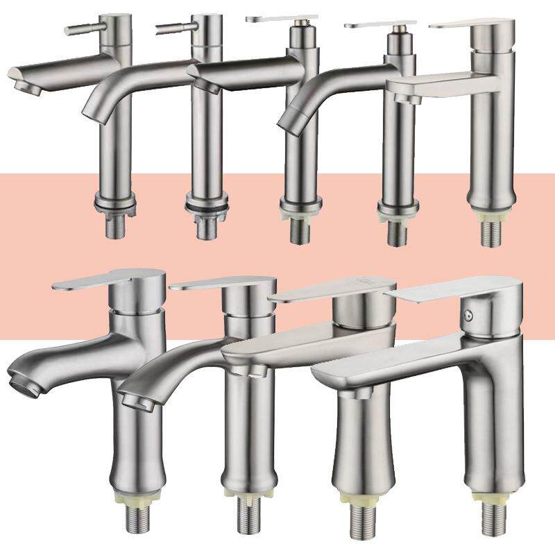 304不锈钢面盆水龙头单冷卫生间洗脸盆洗手阳台盆直咀弯咀小蛮腰