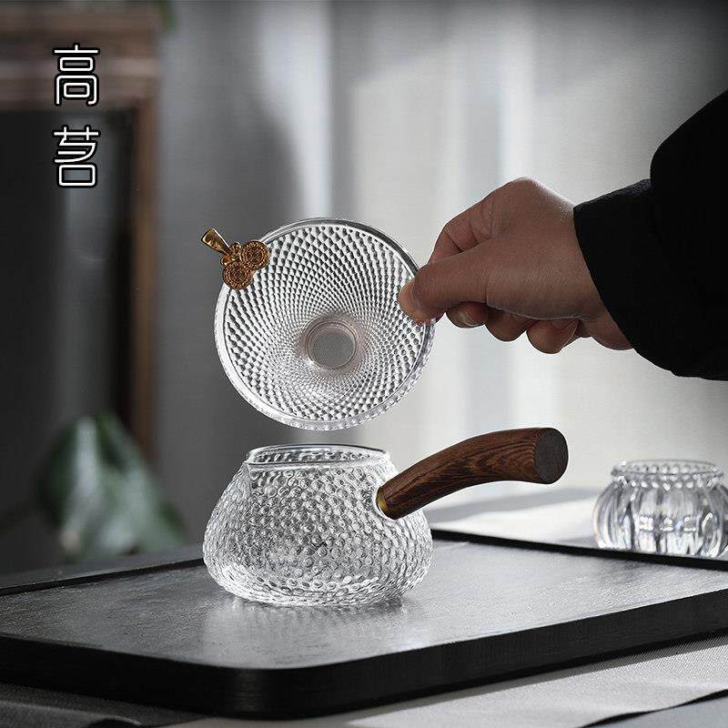 侧把玻璃公道杯茶漏套装茶具功夫茶公杯茶滤一体分茶器带过滤木把