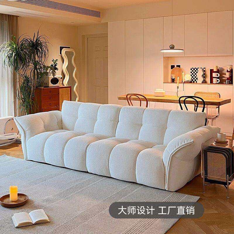 复古花瓣白色轻法式奶油风布艺沙发百合沙发高级别墅设计师北欧