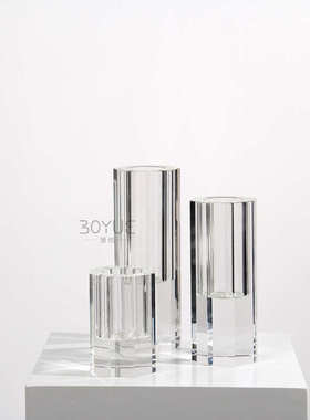 现代简约轻奢璀璨透明水晶玻璃花瓶客厅餐厅样板间床头柜软装摆件