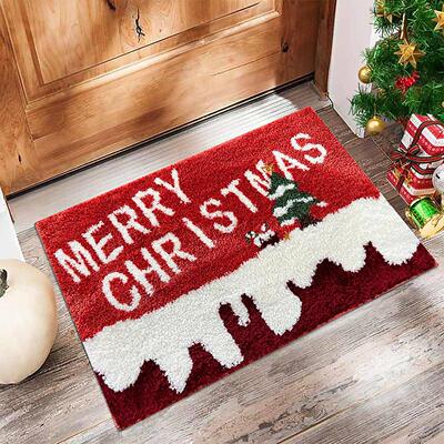 Christmas Door Mat Santa Claus Outdoor indoor Decor Foot Mat