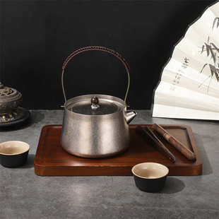 烧水泡茶壶高端家用提梁壶 纯钛壶烧水茶壶电陶炉煮茶器户外便携式