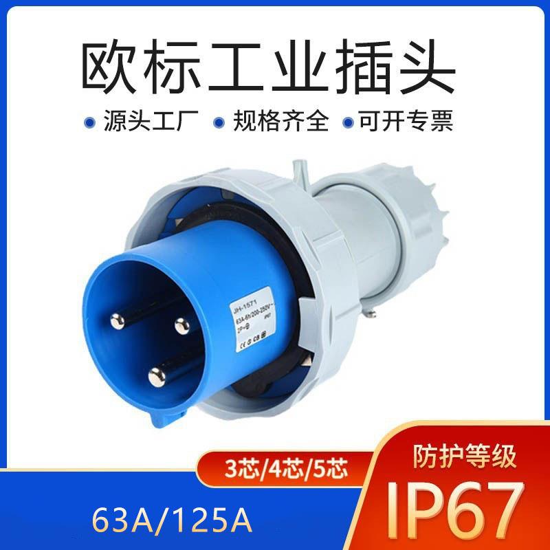 厂家供应欧规工业插头 4芯32A防水插头 集装箱转换冷库插头