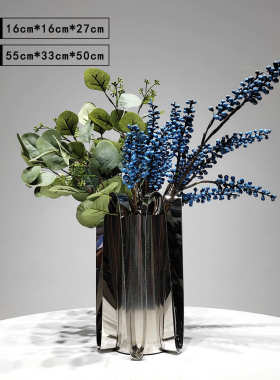 样板房摆摆件店设花艺蓝色高端花酒仿真餐桌客厅装饰品轻奢售楼处