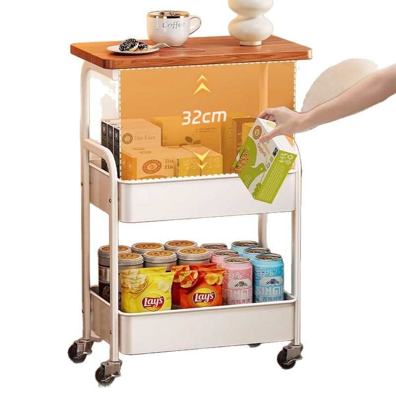 中古风小推车置物架复古客厅可移动茶几沙发边几小桌子零食收纳架