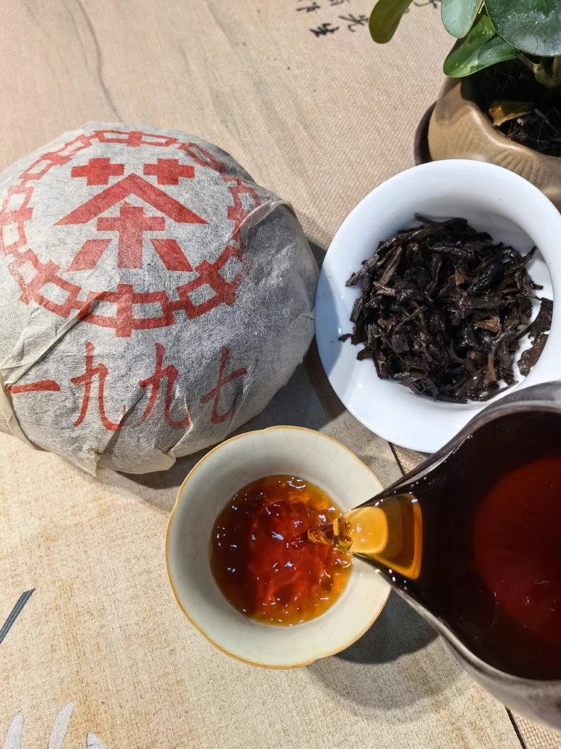 1997年中茶大口中大紅印普洱老茶熟茶500克 普洱茶 BUASHOP普洱老茶