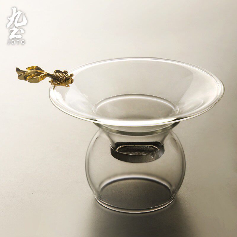 九土玻璃滤茶器茶漏大口滤茶器网不锈钢功夫茶具茶道配件茶隔泡茶