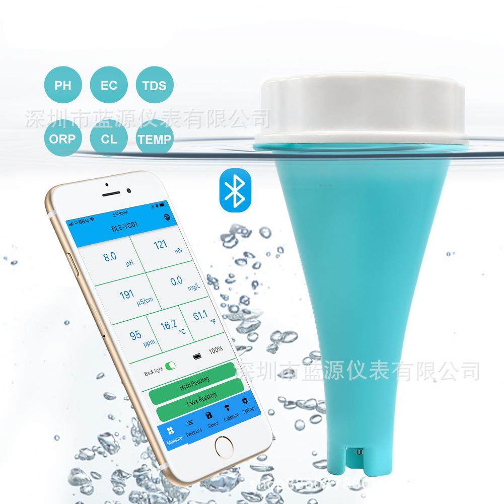 YC01智能蓝牙水质检测仪PH/EC/ORP/CL余氯检测鱼缸泳池水质监测仪