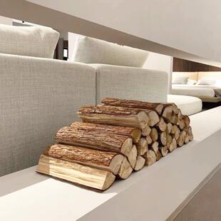 原木木头壁炉装饰摆饰取暖木柴客厅背景墙橱窗陈列民宿露营道具木