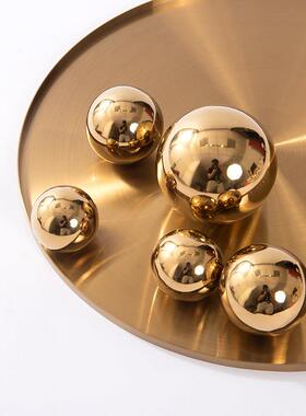 现代简约电镀金色球摆件家居客厅摆设轻奢样板间桌面托 托盘搭配