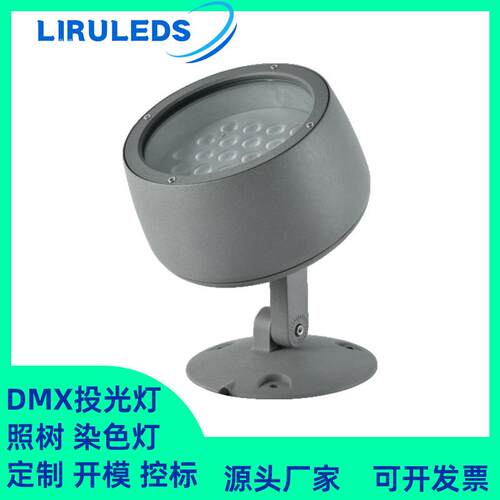 DMX512户外全结构防水泛光灯公园文旅景观亮化全彩染色48W投光灯