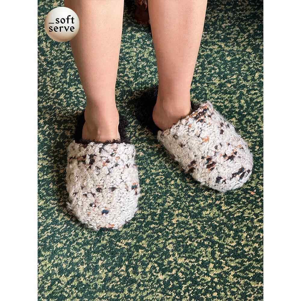 SoftServe柔软供应《卷卷云朵》室内家居毛绒软底保暖地板拖鞋女