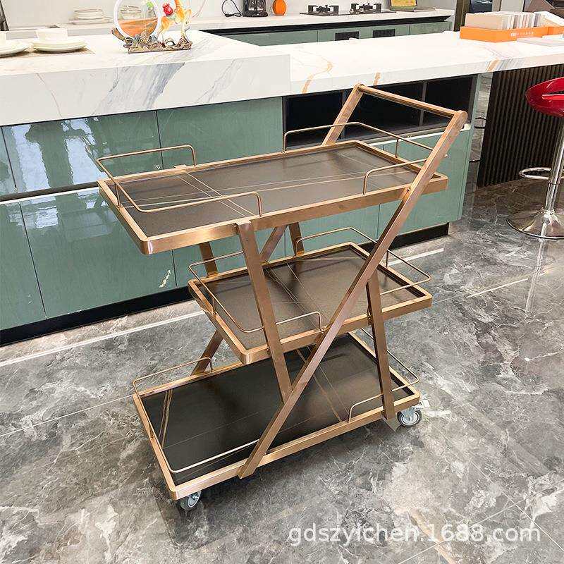 #酒店小推车餐车商用餐厅移动三层豪华大号酒水车上菜车蛋糕点心